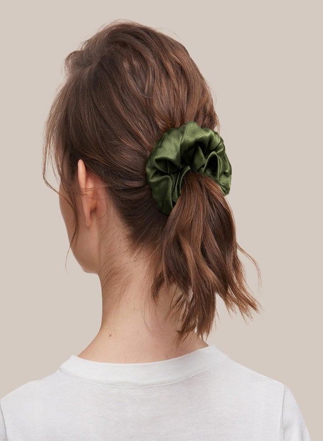 LILYSILK Silk Hair Scrunchies/Ties for Frizz & Breakage Prevention, 100% Mulberry, No Damage, Elastic ponytail Holders, 1Pc, Olive Green - Image 4