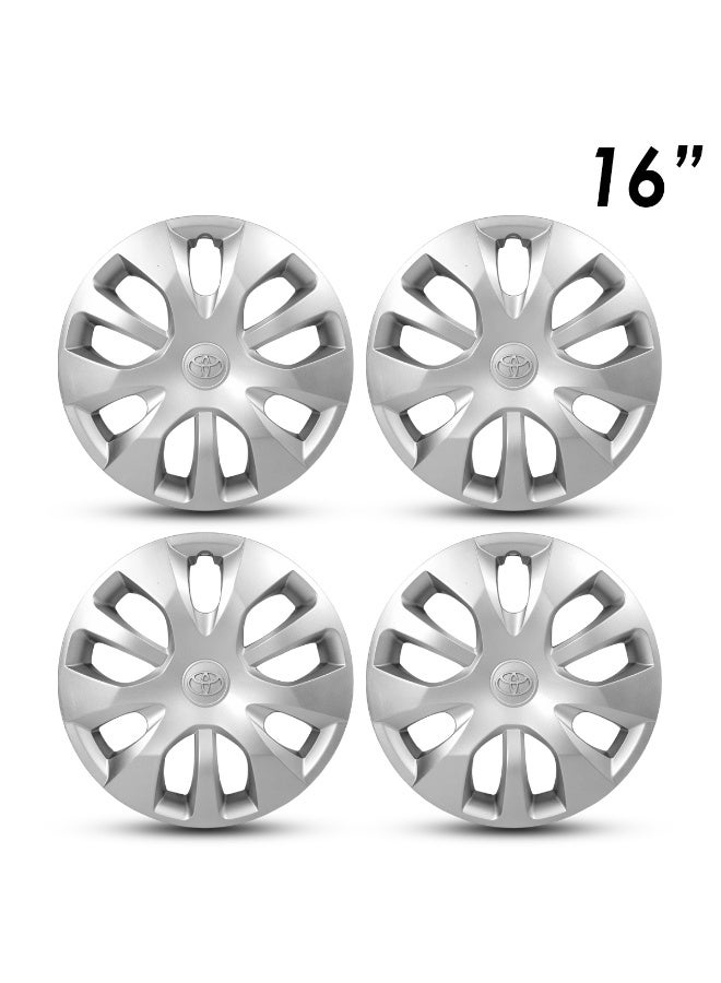TOYOTA 16 Inch Silver Car Wheel Cover for Toyota Hilux 2018-2022 – Durable ABS Fiber Hub Cap with Retention Ring, Adjustable Buckle, Easy Snap Fit, Anti-Crack Finish  HX-1601 - Image 1