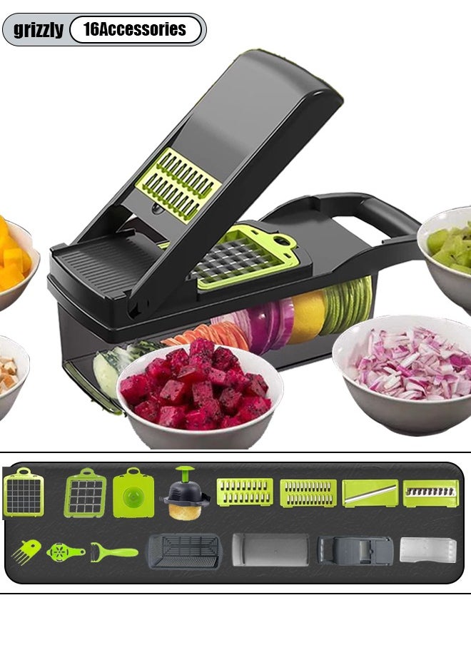 Multifunctional16-in-1   Vegetable Chopper French Fry Chopper Kitchen Utensils Vegetable Chopper Multifunctional Dicer Shredder Shredder Slicer