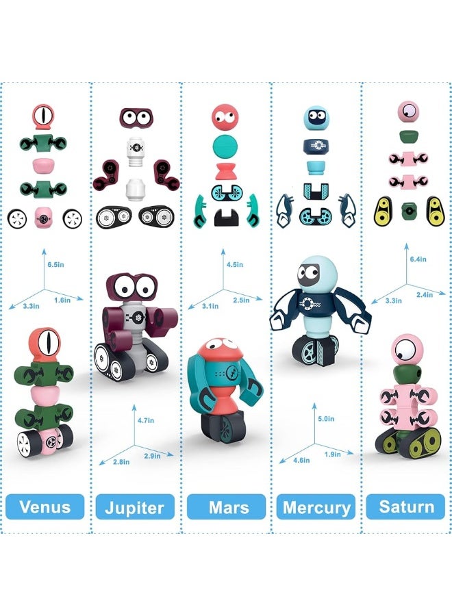 Gifts2U Gifts2U Magnetic Robots, 35PCS Magnetic Blocks Set for Kids with Storage Box, Stacking Robots Toy STEM Educational Playset for Boys and Girls Ages 3-6 Style A - Image 3