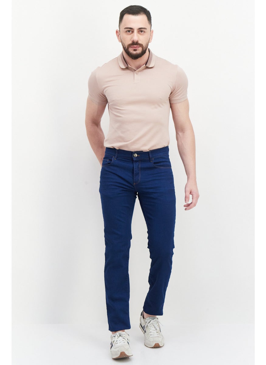 TRUSSARDI JEANS - جينز رجالي بقياس منتظم قابل للتمدد، بلون أزرق كحلي - Image 1