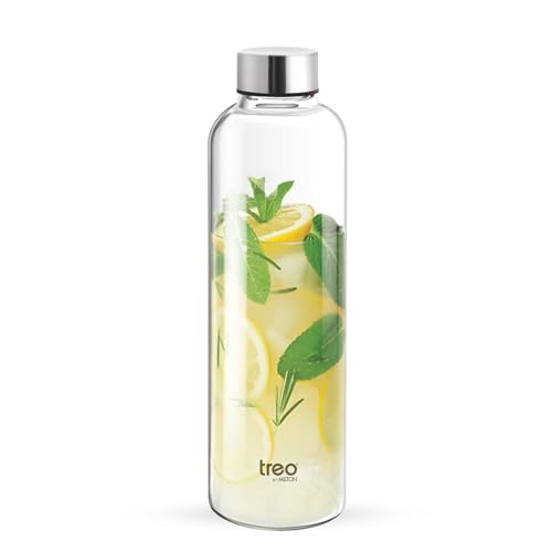 Treo by Milton Clarion Borosilicate Glass Fridge Water Bottle with Leak-Proof Airtight Stainless Steel Lid, 760 ml, Transparent for Hotel, Travel, Office, Home - Image 1