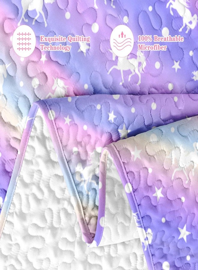 Pamnest Quilt Set Twin Size, Purple Colorful 2 Pcs Soft Bed Cover Bedding Set for Kids and Adults, Unicorn Rainbow Star Lightweight Bedspread Coverlet with Pillow Sham for All Season - Image 5