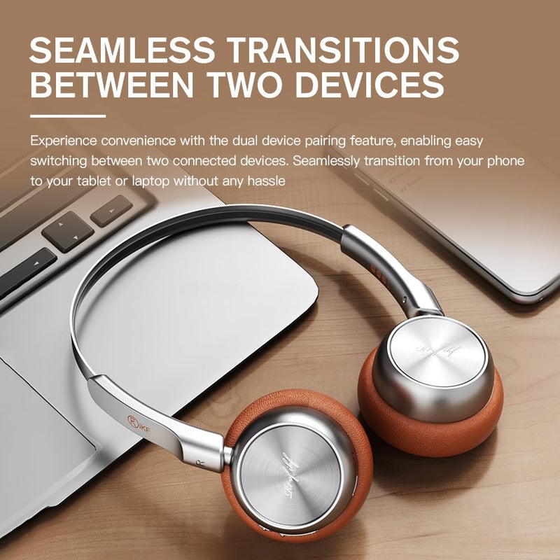 iKF R1 Wireless Retro Headphones | Bluetooth V 5.3 | 60 Hours Playtime | APP Custom Sound | Game Mode | Noise Isolation | Built-in Microphone | Throwback 80s 90s Design | Brown - Image 5