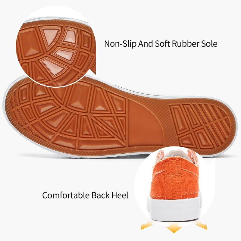 XRH Women's Slip on Shoes Non Slip Fashion Canvas Sneakers Low Top Casual Shoes(Orange,US7) - Image 3
