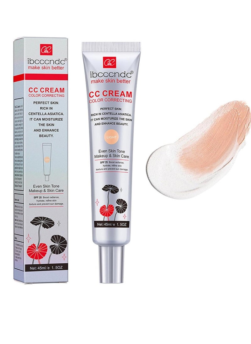 ibcccndc Color Correcting CC Cream With Centella Asiatica,Multi-Purpose Skin Tone Adjusting CC Cream Concealer Full Coverage,SPF 25 Sunscreen Moisturizing Pre-Makeup Primer Brightening for Mature Skin  - Image 1