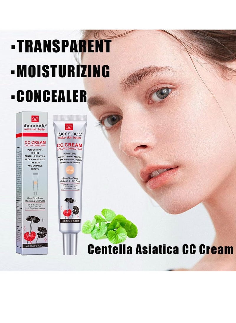 ibcccndc Color Correcting CC Cream With Centella Asiatica,Multi-Purpose Skin Tone Adjusting CC Cream Concealer Full Coverage,SPF 25 Sunscreen Moisturizing Pre-Makeup Primer Brightening for Mature Skin  - Image 2
