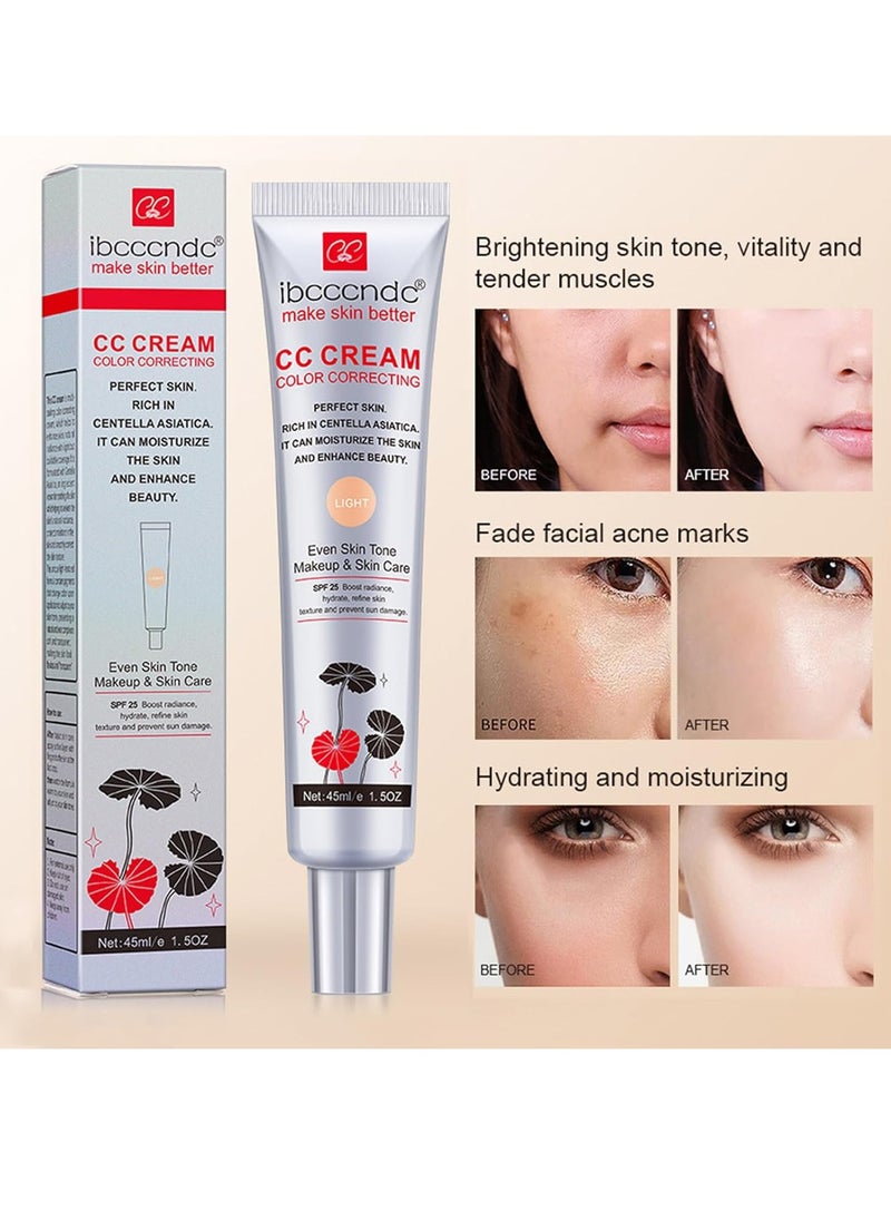 ibcccndc Color Correcting CC Cream With Centella Asiatica,Multi-Purpose Skin Tone Adjusting CC Cream Concealer Full Coverage,SPF 25 Sunscreen Moisturizing Pre-Makeup Primer Brightening for Mature Skin  - Image 3