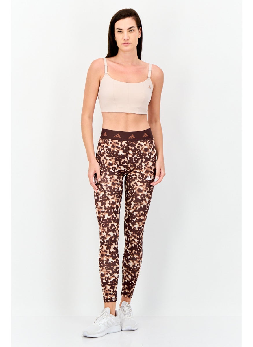 Adidas Women Tight Fit Training Hyglm Leggings, Brown  - Image 4