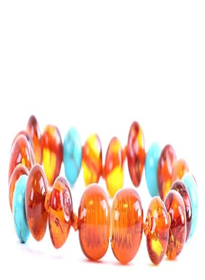 Amber-Touch Baltic Amber Bracelet (Unisex) - Genuine Baltic Amber Beads (5.5 in.) (Turquoise) - Image 2
