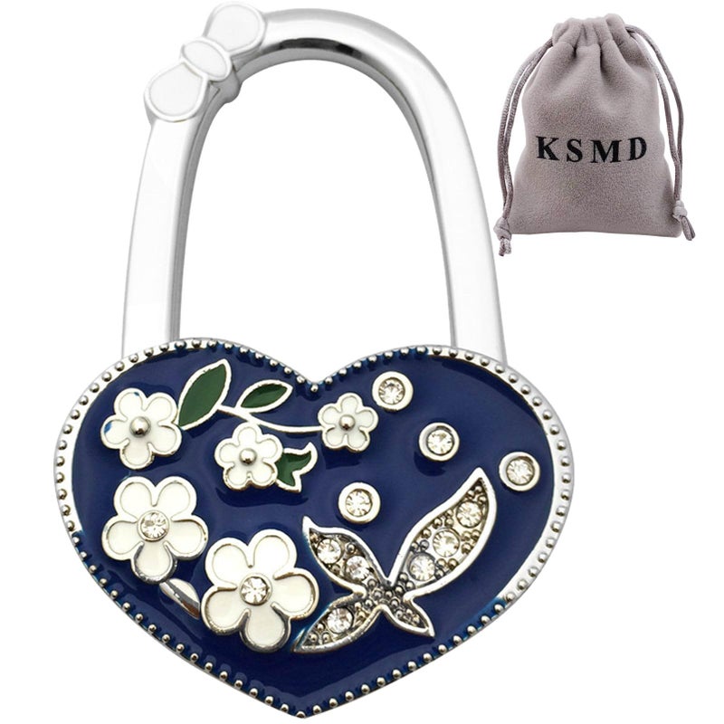 KSMD Variety Design Purse Hooks for Table and Bars,Portable Purse Hanger Organizers Hooks Handbag Pocketbook Holder Bag Storage for Desk,Foldable Folding Purse Table Hook Hanger (Blue Heart Shape) - Image 2