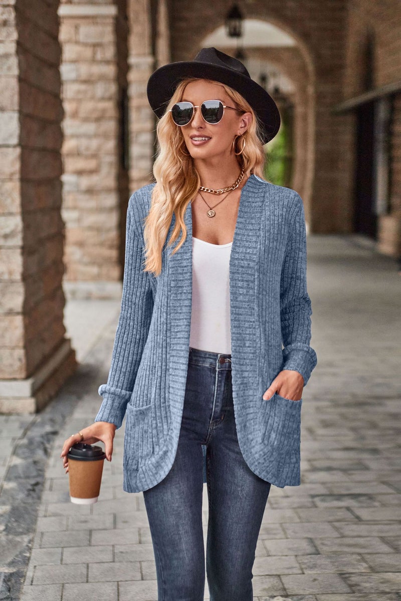 2024 Autum New Product Popular Solid Color Pit Strip Brushed Casual Splicing Long-Sleeved Cardigan Jacket - Image 1