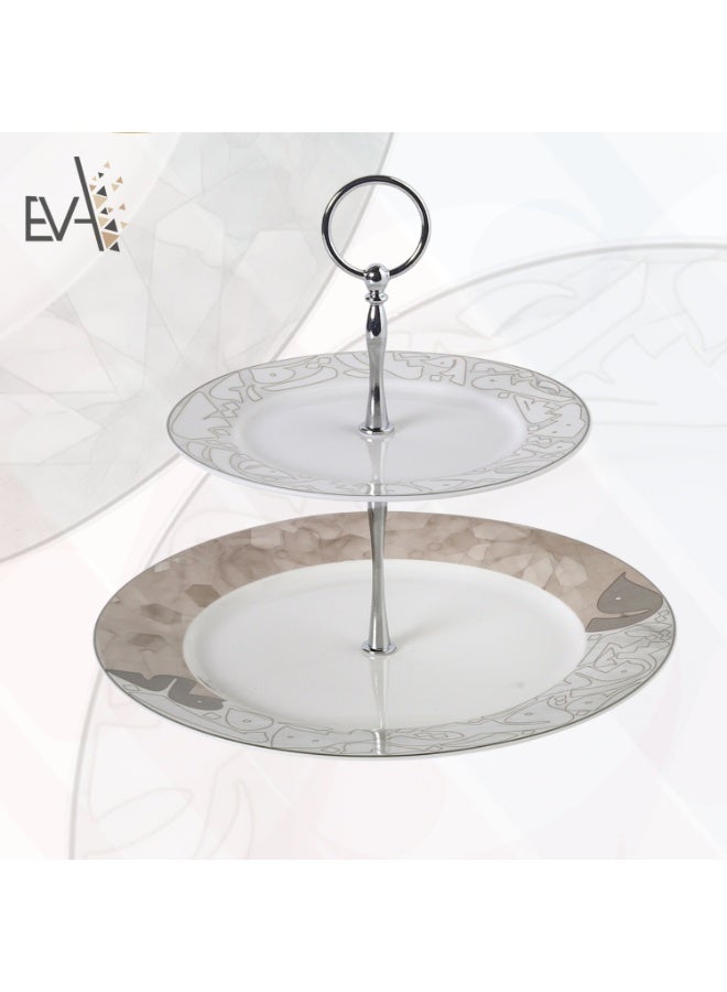 Two-tier brown porcelain dessert stand