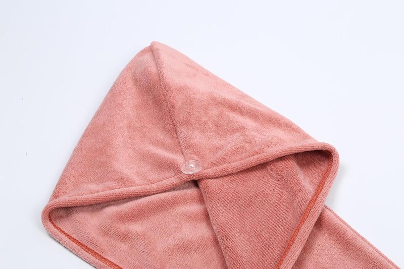 HOUSSE Microfibre Head Towels | 450 GSM High Absorbent Hair Wrap with Adjustable Buttons for Girls | Super Soft & Quick Dry Wrap Towel for Hairs | Set of 2 | 25x65 cm (Desert Sand & Rose Taupe) - Image 2