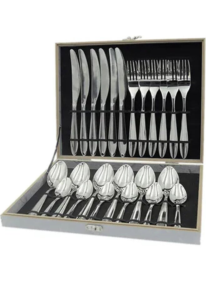 Arabest 24-Piece Stainless Steel Cutlery Set Silver 32 X 26 X 5cm - Image 1