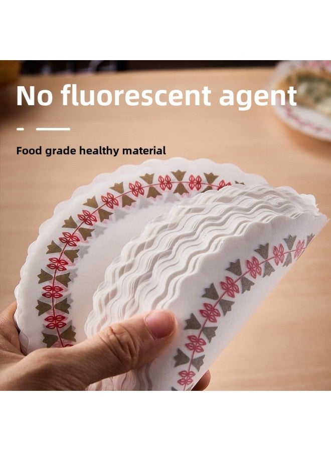 Printed Lace Paper Oil Paper Pad Food Grade Non-stick Dish Pad Tray Paper Lace Oil-absorbing Paper Fried Snack Paper Flower Paper Pad-Dimensions:[Printing Ledge Paper] 100-8CM-Round [Color Printing Ledge Paper]] - Image 4