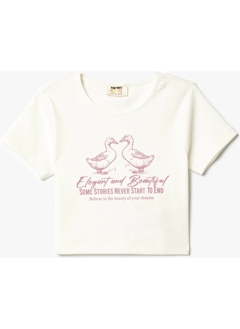 كوتون T-Shirt Duck Printed Short Sleeve Crew Neck Cotton