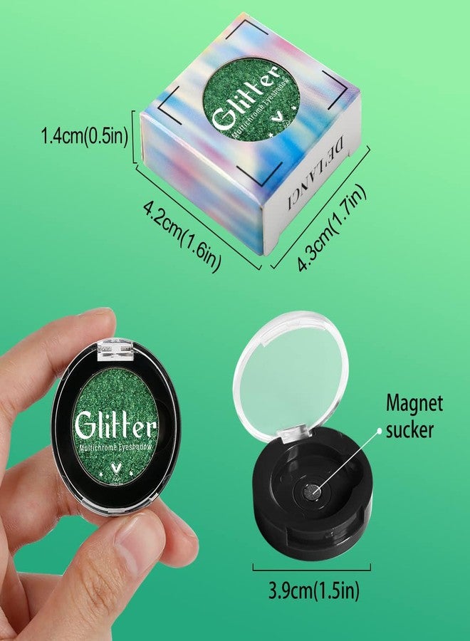 BEUSELF ظلال عيون خضراء لامعة، عالية الصبغة، جليتر معدني للعيون، لوحة ظلال عيون مزدوجة الكروم بلون أخضر غابة لامع، ظلال عيون جليتر سلسة تشبه الحرباء ليوم سانت باتريك، خالية من التلك#4D - Image 5