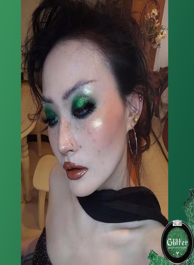 BEUSELF ظلال عيون خضراء لامعة، عالية الصبغة، جليتر معدني للعيون، لوحة ظلال عيون مزدوجة الكروم بلون أخضر غابة لامع، ظلال عيون جليتر سلسة تشبه الحرباء ليوم سانت باتريك، خالية من التلك#4D - Image 4