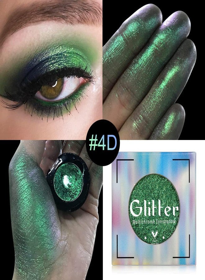 BEUSELF ظلال عيون خضراء لامعة، عالية الصبغة، جليتر معدني للعيون، لوحة ظلال عيون مزدوجة الكروم بلون أخضر غابة لامع، ظلال عيون جليتر سلسة تشبه الحرباء ليوم سانت باتريك، خالية من التلك#4D - Image 2