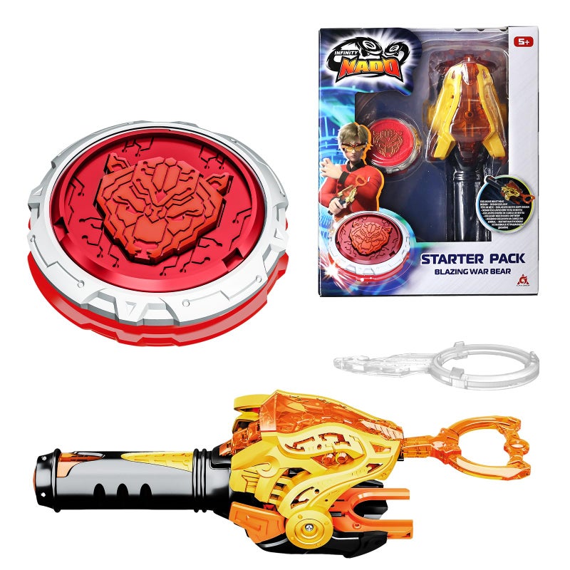 INFINITY NADO Battling Toys Battle Set with Spinning Top String Launcher Metal Spinning Top Kids Gifts for Boys Girls Age 5 Blazing War Bear - Image 2