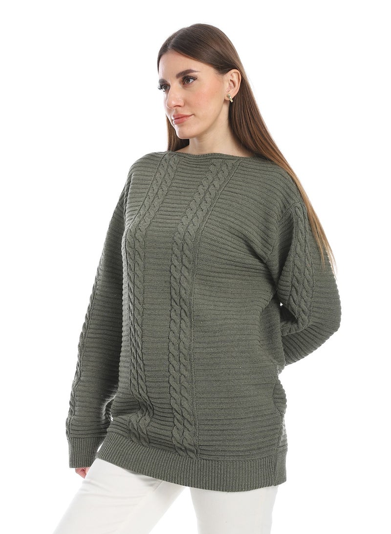 سيزار بلوفر صوف حريمي ساده برقبه دائرية وتصميمات متعددة - Image 3