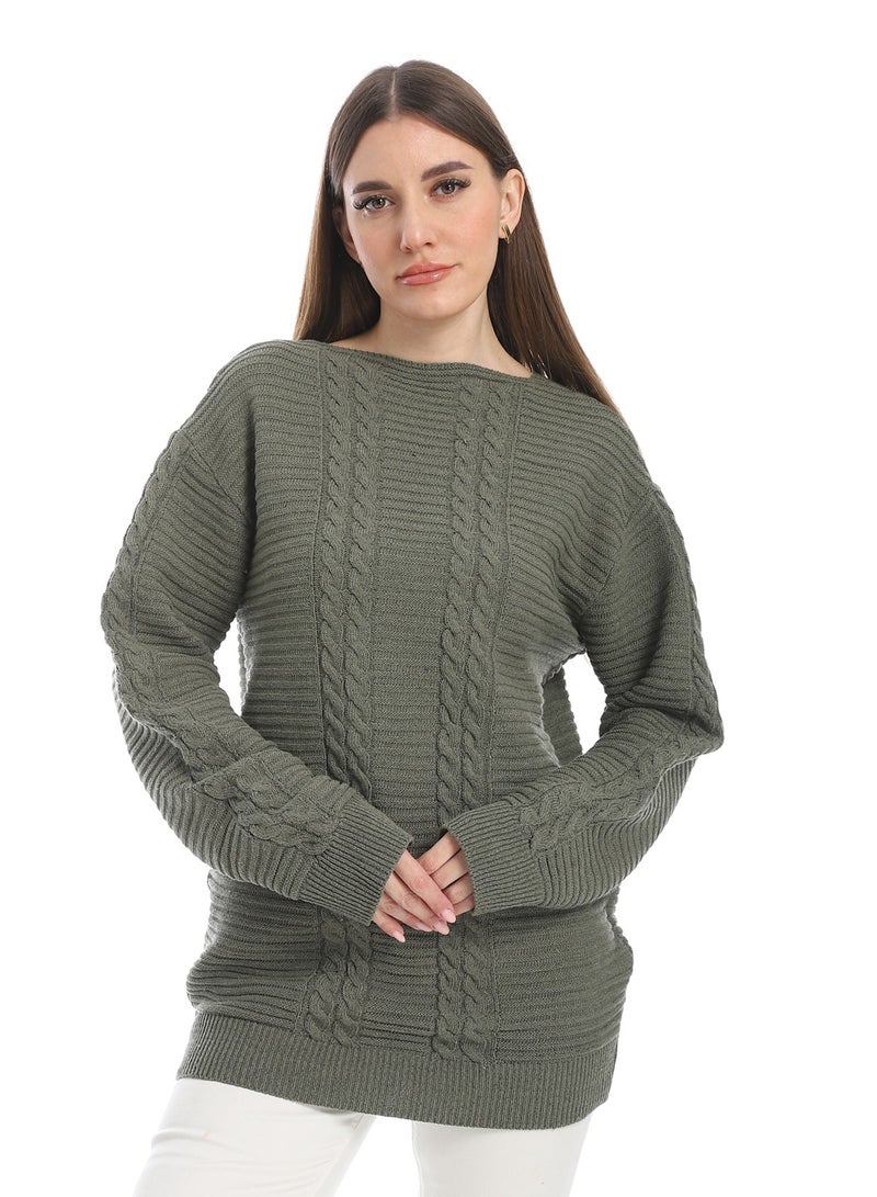 سيزار بلوفر صوف حريمي ساده برقبه دائرية وتصميمات متعددة - Image 1