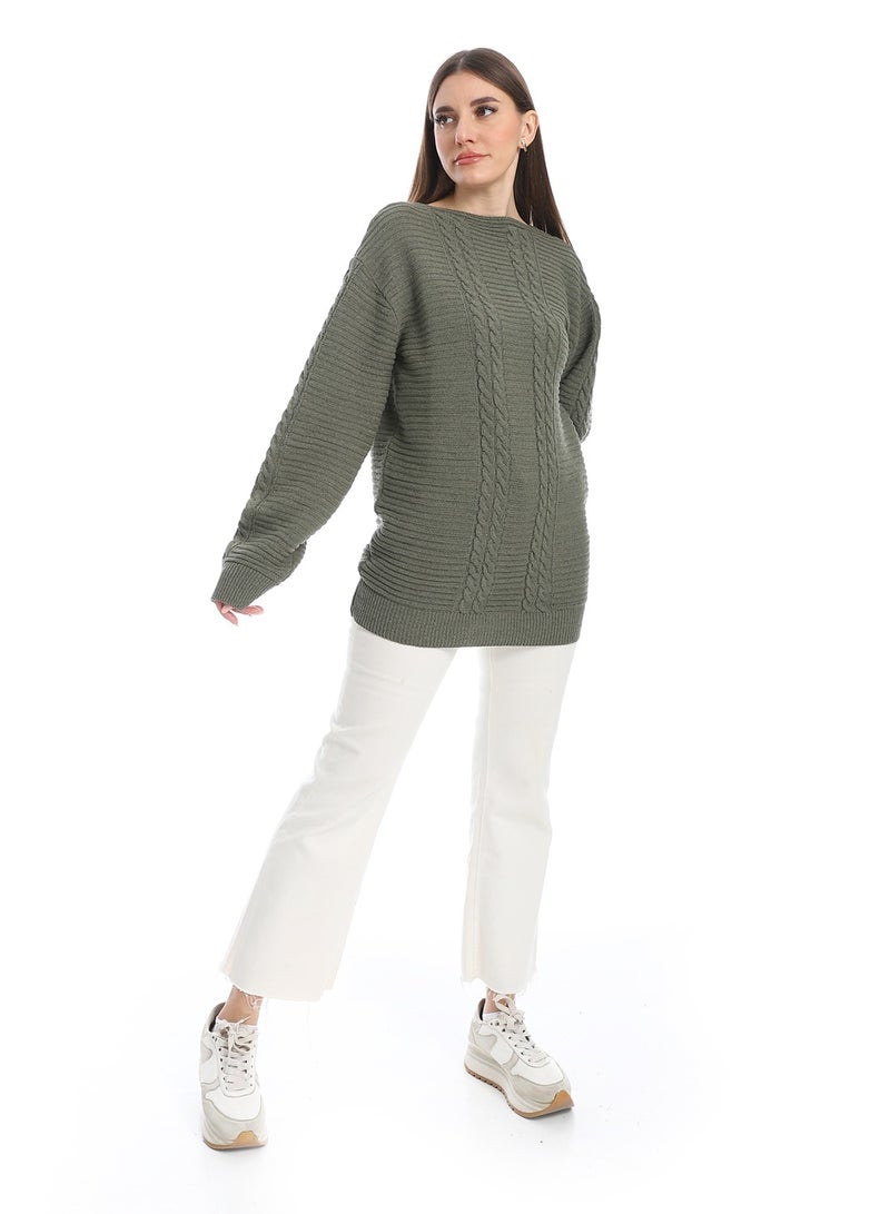 سيزار بلوفر صوف حريمي ساده برقبه دائرية وتصميمات متعددة - Image 2