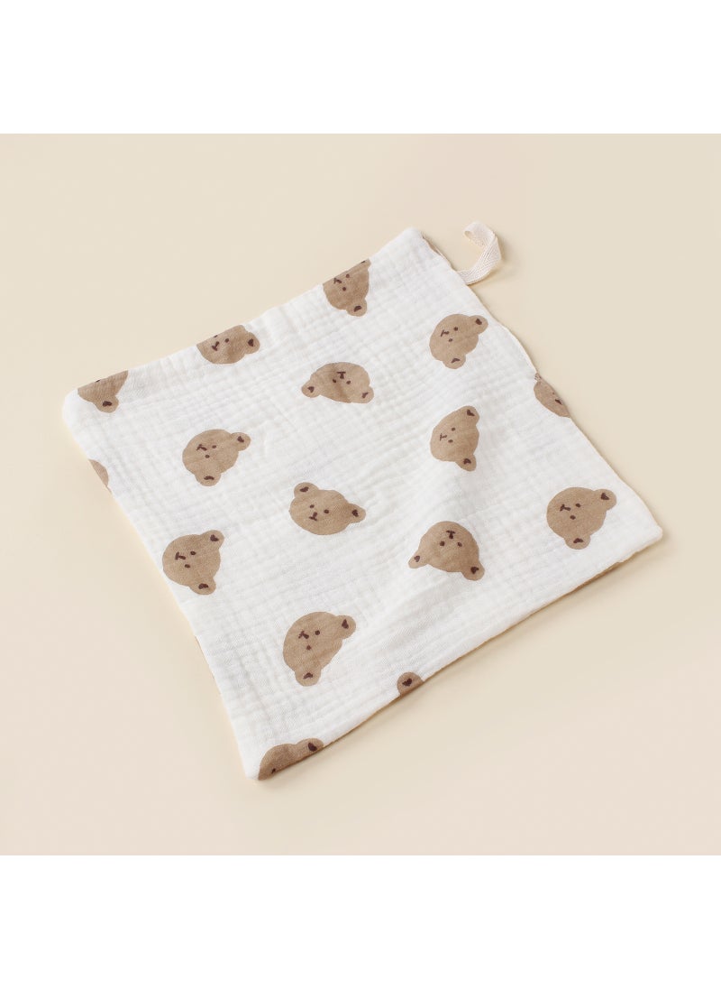 Generic Baby Cotton Soft Towel with Muslin Dual Layer Bear Head 