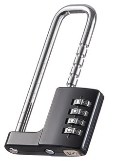 Rubik Combination Padlock, 4-Digits Adjustable Long Shackle Lock for School, Gym, Toolbox, Closet, Wardrobe, Gate, Bicycle, Cabinet, Door Handles (1 Pack, Black)  - Image 1
