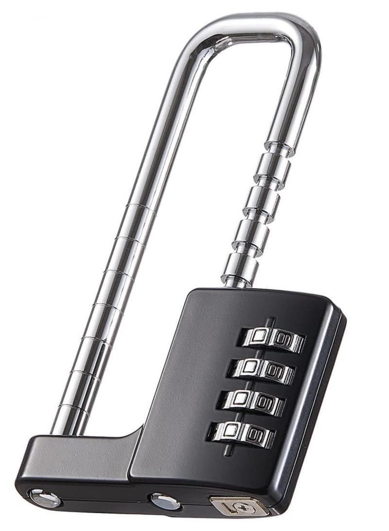 Rubik Combination Padlock, 4-Digits Adjustable Long Shackle Lock for School, Gym, Toolbox, Closet, Wardrobe, Gate, Bicycle, Cabinet, Door Handles (1 Pack, Black)  - Image 1