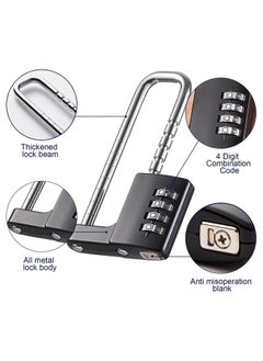 Rubik Combination Padlock, 4-Digits Adjustable Long Shackle Lock for School, Gym, Toolbox, Closet, Wardrobe, Gate, Bicycle, Cabinet, Door Handles (1 Pack, Black)  - Image 2