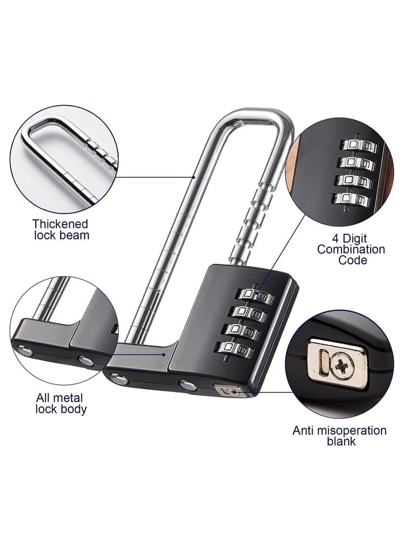 Rubik Combination Padlock, 4-Digits Adjustable Long Shackle Lock for School, Gym, Toolbox, Closet, Wardrobe, Gate, Bicycle, Cabinet, Door Handles (1 Pack, Black)  - Image 2