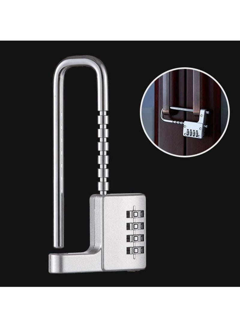 Rubik Combination Padlock, 4-Digits Adjustable Long Shackle Lock for School, Gym, Toolbox, Closet, Wardrobe, Gate, Bicycle, Cabinet, Door Handles (1 Pack, Black)  - Image 3