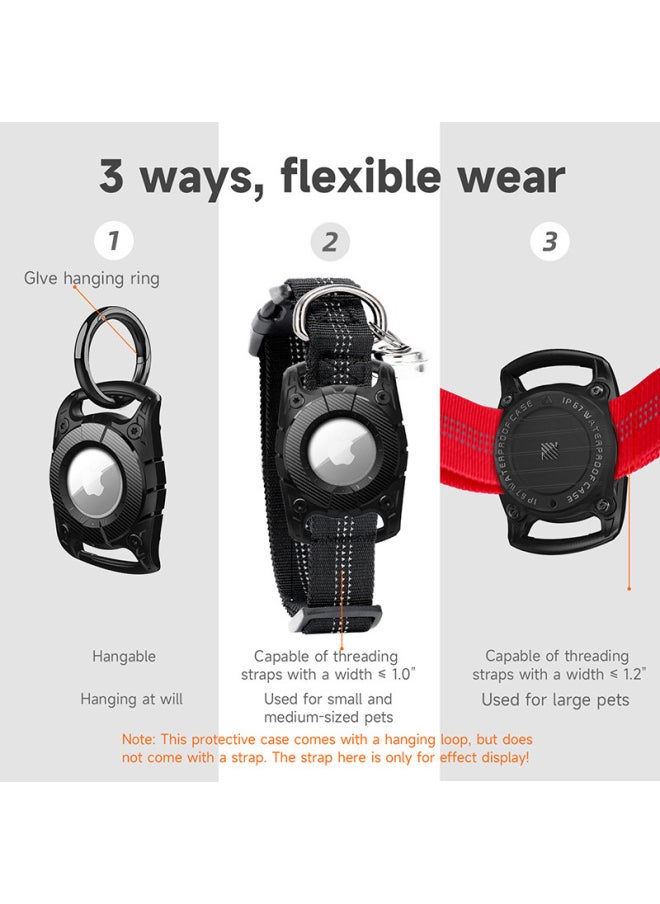 Generic - For Apple AirTag Anti-lost Protective Case Portable Pet TPU Dog Rope Airtag Waterproof Protective Case-Color:Texture Black-Applicable Models:Airtag - Image 1