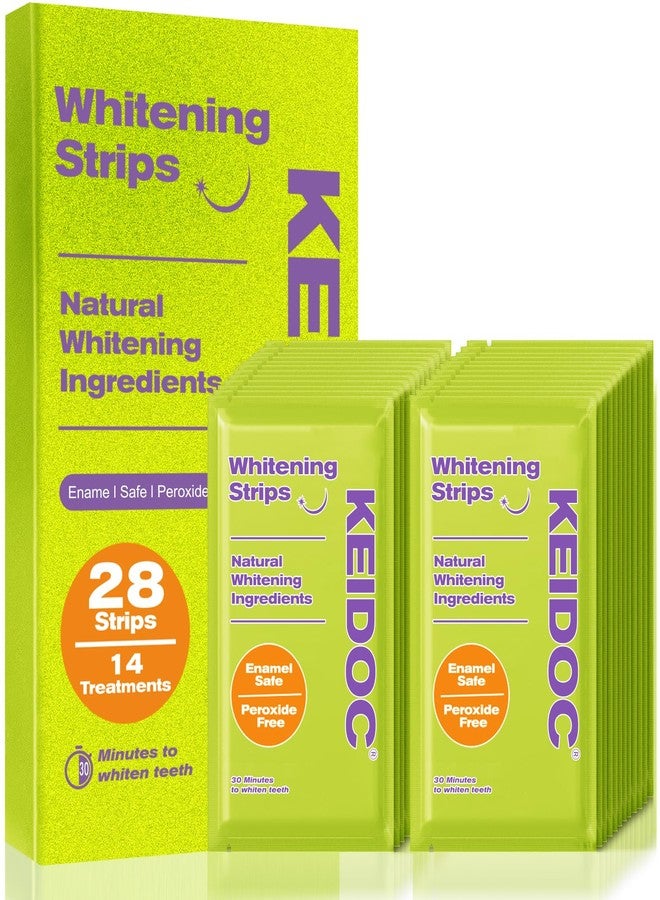 KEIDOC Teeth Whitening Strips - 14 Treatments Enamel-Safe Natural Coconut White Strips for Teeth Whitening, Non-Sensitive, Mint, 28 Strips Dry Strip - Image 1