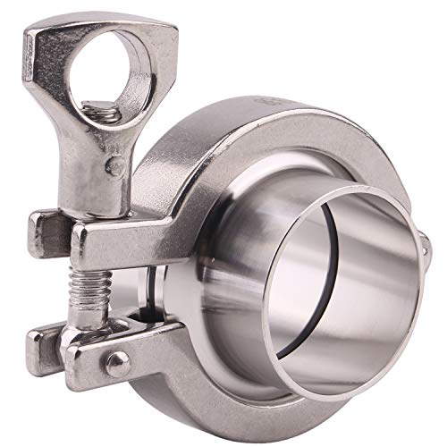 DERNORD Stainless Steel Tri-clamp (Tri-clover Clamp) + 2 Pcs SUS304 Sanitary Pipe Weld Ferrule + FKM Gasket (1.5 Inch OD 38MM) - Image 1