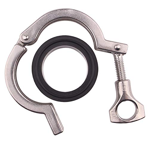 DERNORD Stainless Steel Tri-clamp (Tri-clover Clamp) + 2 Pcs SUS304 Sanitary Pipe Weld Ferrule + FKM Gasket (1.5 Inch OD 38MM) - Image 3