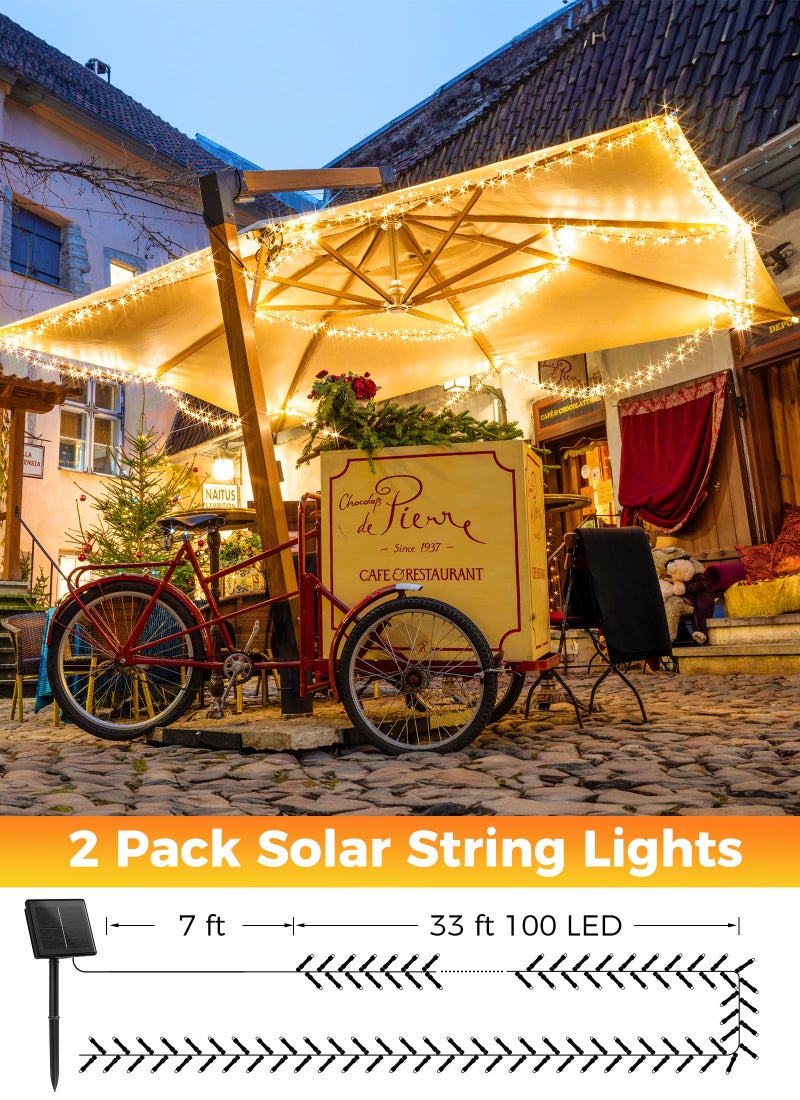 MineTom Solar String Lights Outdoor, 2 Pack Total 80FT 200 LED Solar Powered String Lights with 8 Lighting Modes, Waterproof Patio Lights, Solar Lights for Outside Tree Garden Balcony Gazebo Party, Warm White - Image 2