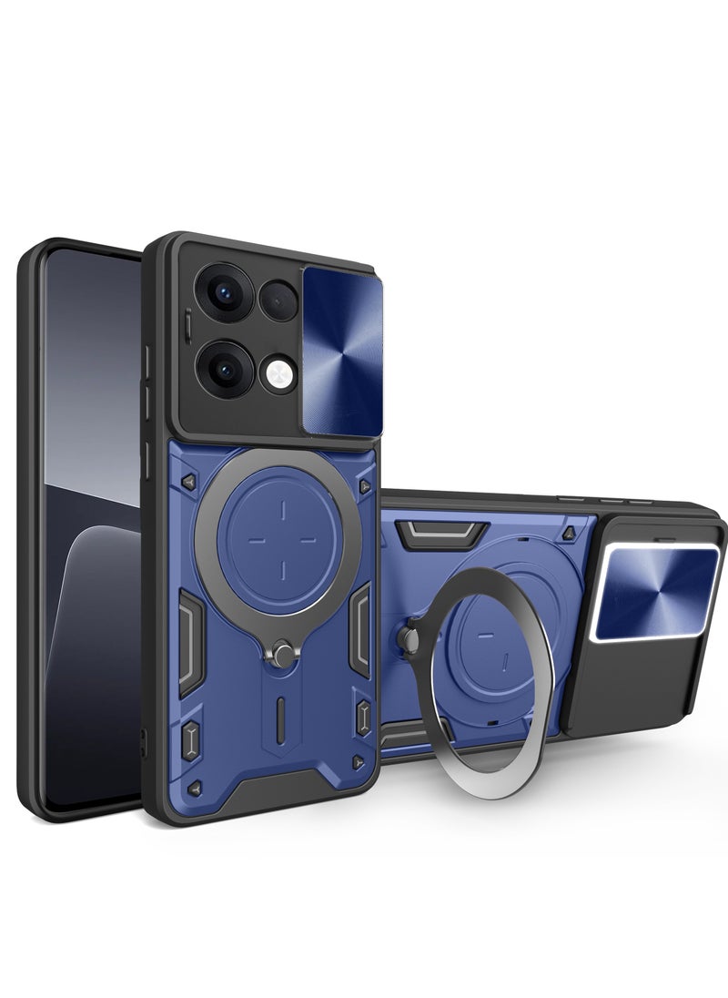 Generic - Case Cover Shockproof CD Protective Case with Camera Protection and Metal Ring Compatible with Oppo Reno 13 5G (Blue) - Image 1
