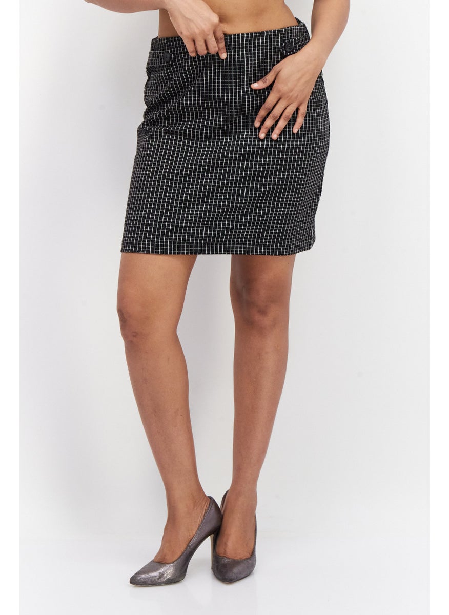 Zero Women Plaid Mini Skirt, Black Combo  - Image 1