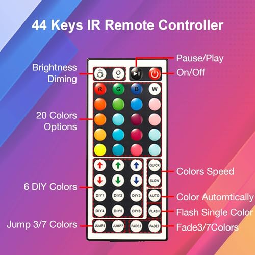 DAYBETTER Led Strip Lights 32.8 ft RGB Color Changing Lights Strip for Bedroom, Desk, Home Decoration, with Remote and Power Supply - Image 2