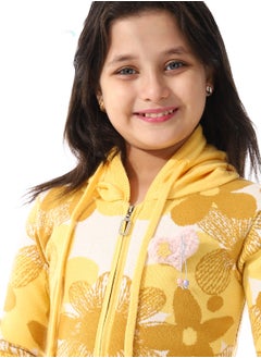 Andora Girls Self Patterned Sweatshirt With A Pin-on Toy _Yellow  - Image 4