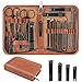 LUCK AROUND Nail Clippers Set, 26 Piece Manicure Set & Pedicure Kit, Stainless Steel Fingernail & Toenail Clipper Cutters, Professional Nail Care Tools with Luxurious Travel Case for Men and Women, Brown - Image 2