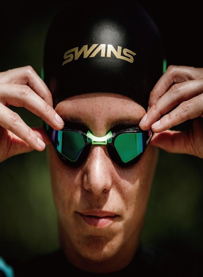 SWANS Valkyrie SR-72N PAF AB Green, Swimming Goggles With Curved Lenses For Increased Performance And Enhanced Wide View, World Aquatics Approved - Image 3