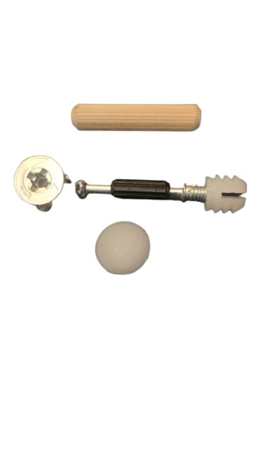 10 sets Minifix with Wooden Dowel and Cover Caps White 