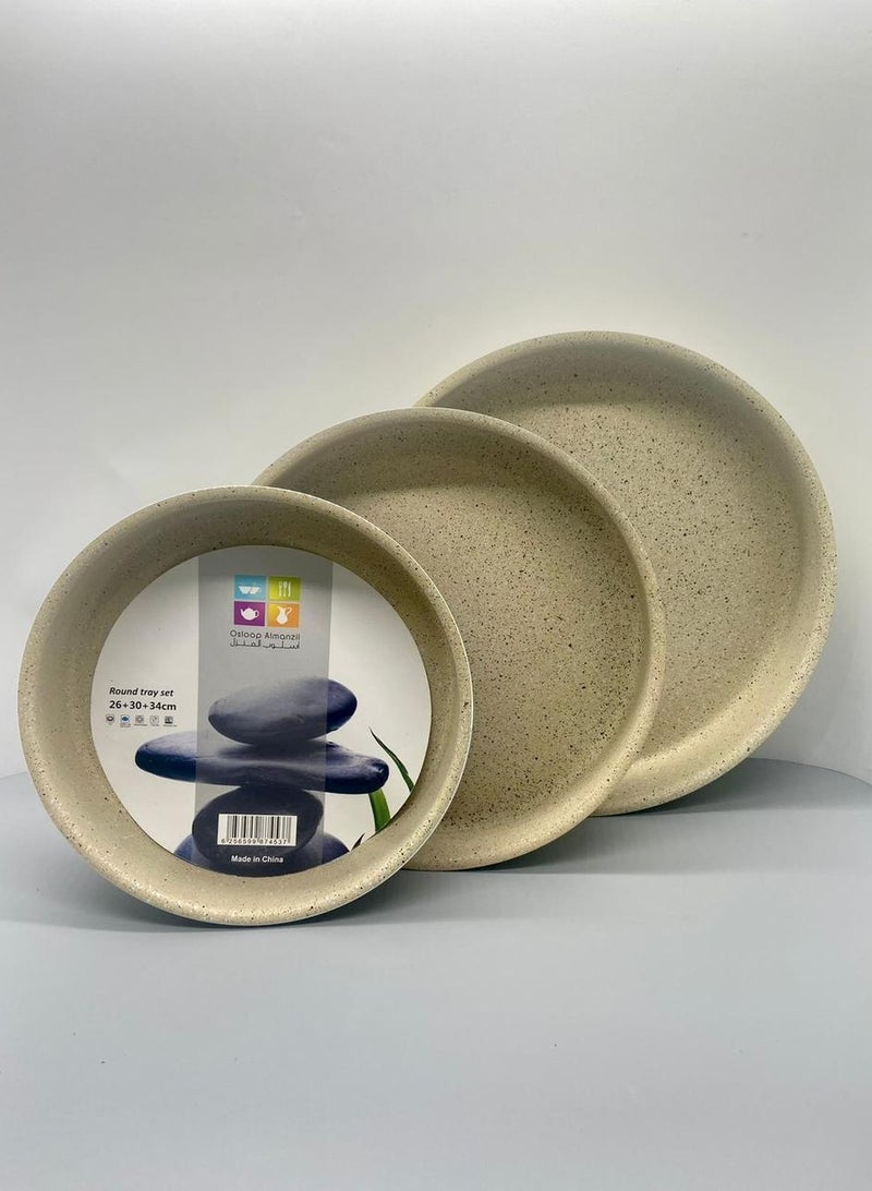 Round cooking trays for the Turkish granite oven, 3 sizes, cream
