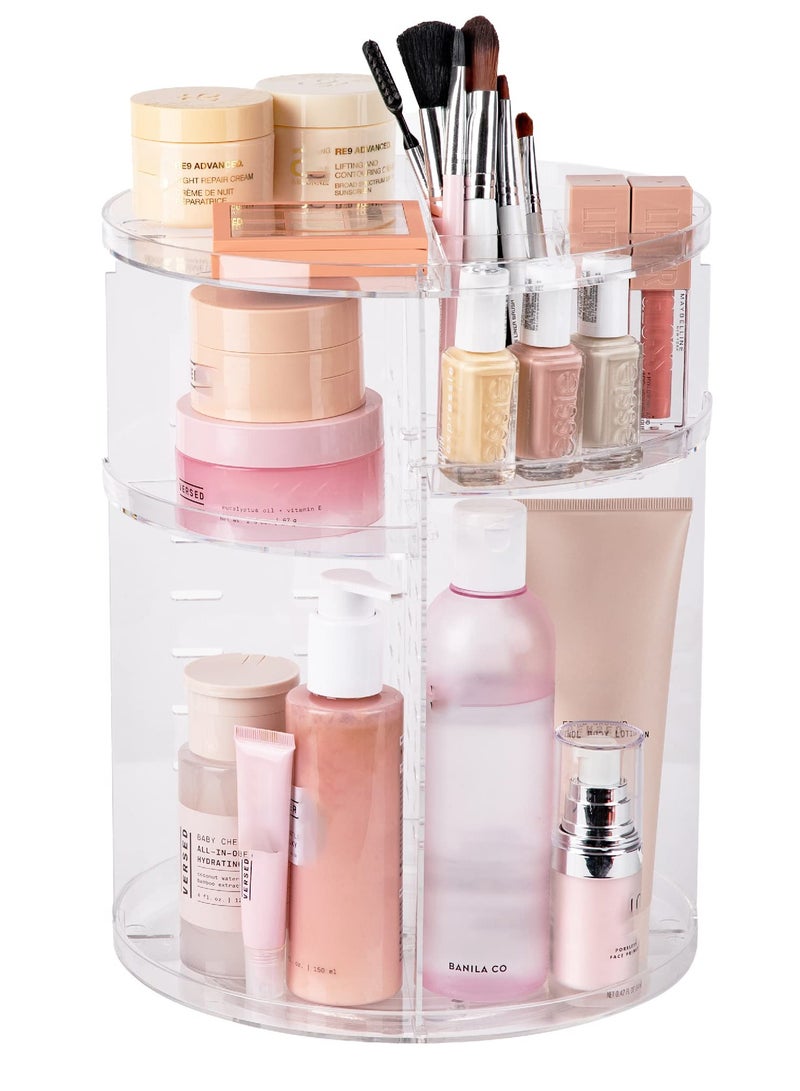 360 Rotating Makeup Organizer Adjustable Clear Large Capacity Revolving Acrylic Cosmetic Storage Skincare Spinning Holder for Bedroom Bathroom Dresser or Vanity Countertop - Image 1