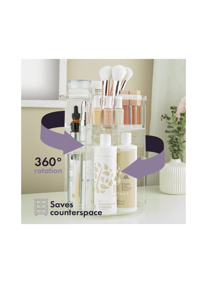 360 Rotating Makeup Organizer Adjustable Clear Large Capacity Revolving Acrylic Cosmetic Storage Skincare Spinning Holder for Bedroom Bathroom Dresser or Vanity Countertop - Image 3