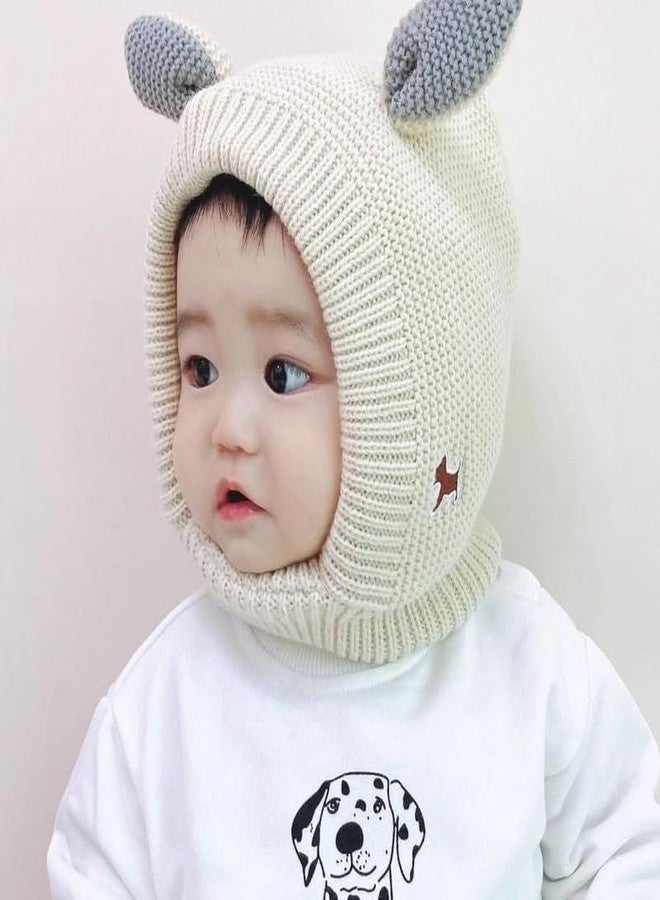Richmen Unisex Toddler Winter Hat Monkey Caps Baby Beanie Hats, Soft Fleece Lined Woolen Earflap Hood Skull Cap Scarf Set for Boys Girls Winter Hat (2- to 8 Years) (Beige) - Image 5